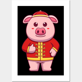 Cute chinese pig T-Shirt Posters and Art